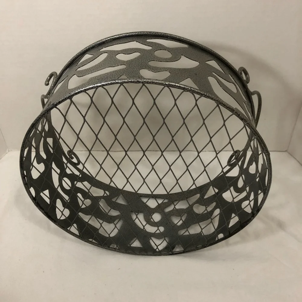 Metal Tray Basket With Handles 10”  Wide Home Decorative Accent